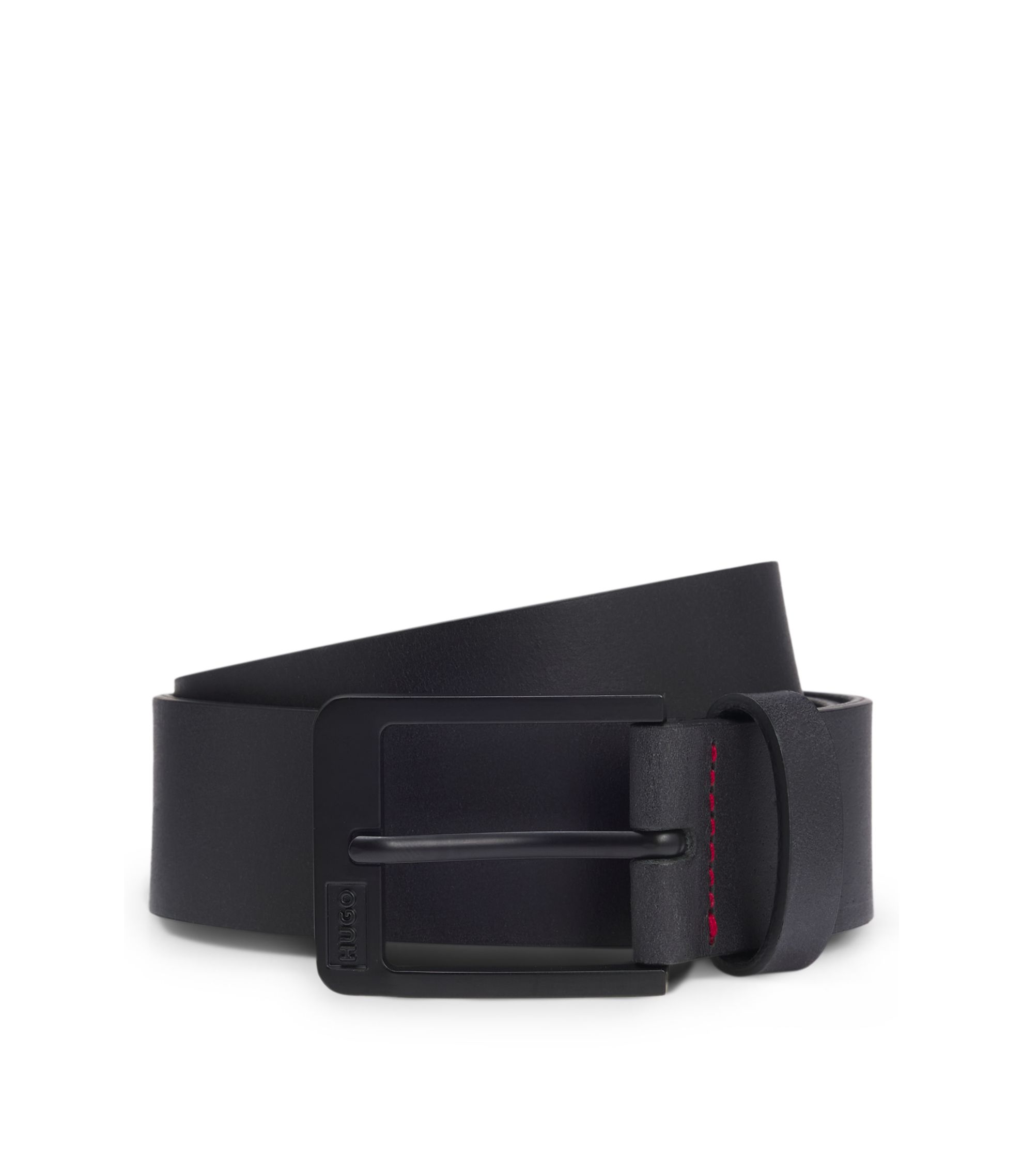 Gürtel aus italienischem Leder mit Logo-Schließe in gebürsteter Optik