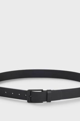 Embossed-logo belt in buffalo leather, Black