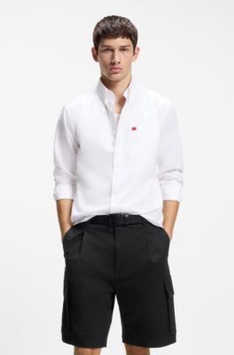 Smooth-leather belt with logo pin buckle, Black