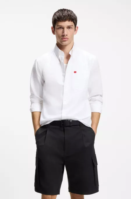 Italian-leather belt with logo buckle