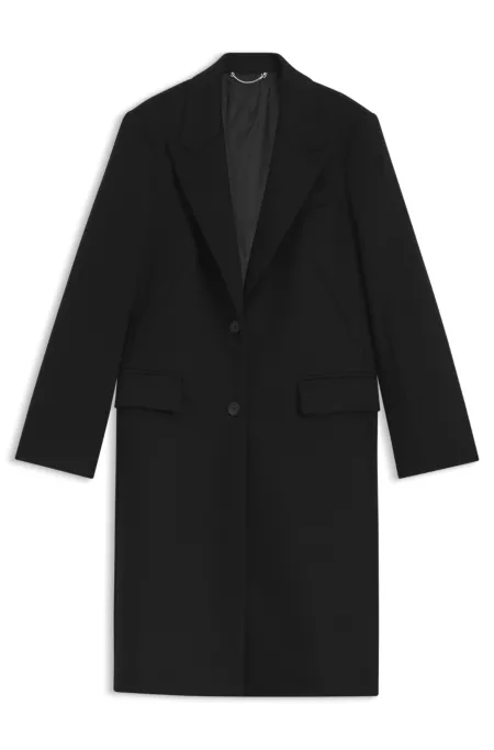 Regular-fit coat in wool with peak lapels