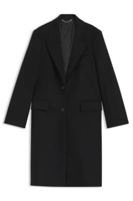 Regular fit coat in wool with peak lapels