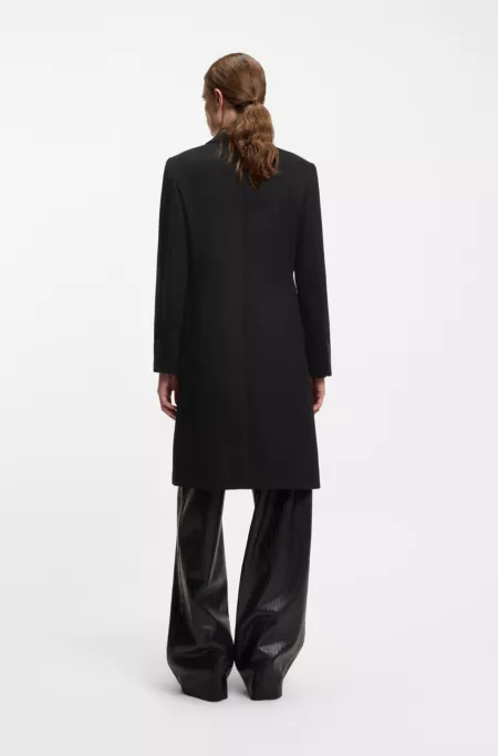 Regular-fit coat in wool with peak lapels