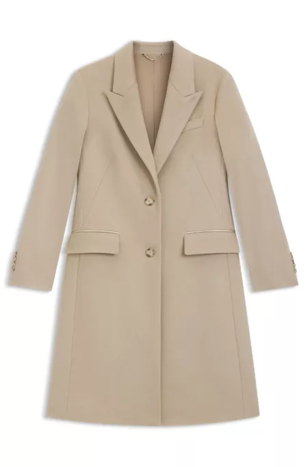 Regular-fit coat in wool with peak lapels