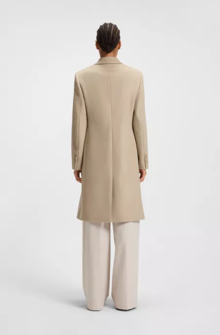 Regular-fit coat in wool with peak lapels