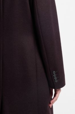 Abrigo regular fit de lana con solapas invertidas, P&uacute;rpura oscuro