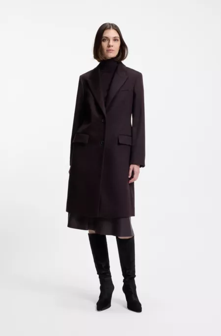 Manteau Regular en laine avec revers en pointe