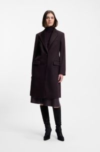 Regular-fit coat in wool with peak lapels, Dark Purple
