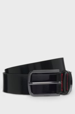 Italian-made belt in brush-off leather, Black