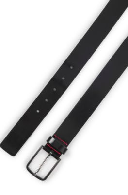 Italian-made belt in brush-off leather, Black