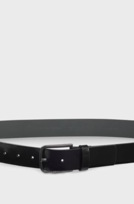 Italian-made belt in brush-off leather, Black