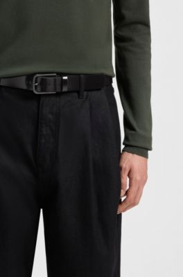 Italian-made belt in brush-off leather, Black