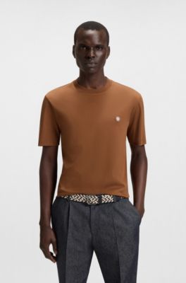 Woven belt with leather trims, Patterned