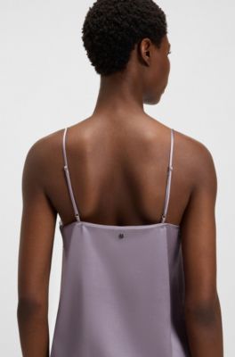 Satin camisole with lace details, Light Purple