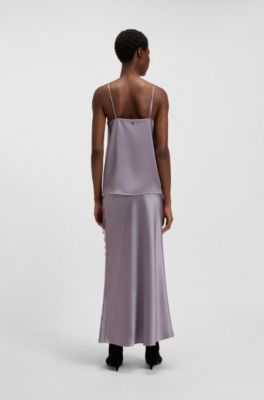 Satin camisole with lace details, Light Purple