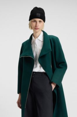 Bonnet en laine m&eacute;lang&eacute;e avec &eacute;tiquette logot&eacute;e, Noir