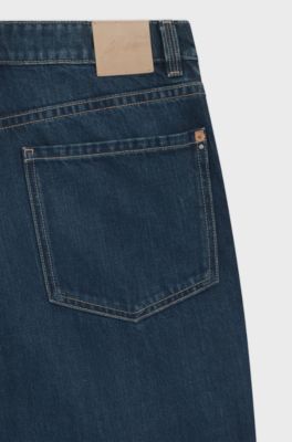 Wide-leg jeans with front pleats, Dark Blue