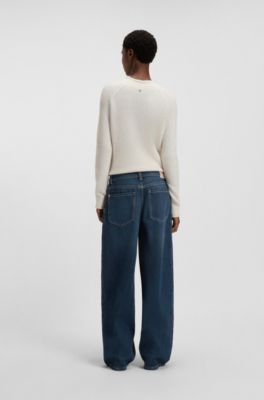 Wide-leg jeans with front pleats, Dark Blue