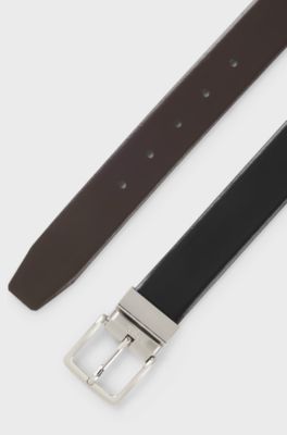 Reversible belt in Italian leather, Black