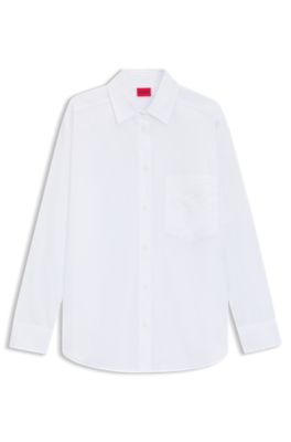 Chemisier Oversize avec logo brod&eacute;, Blanc
