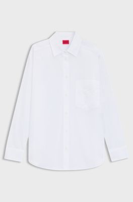 Oversized-fit blouse with logo embroidery, White