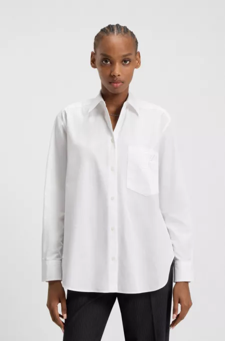 Oversized-fit blouse with logo embroidery