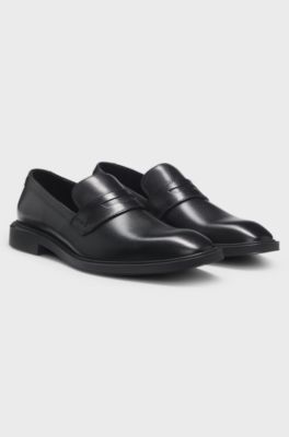 Loafer aus Leder mit Pennyloafer-Besatz, Schwarz