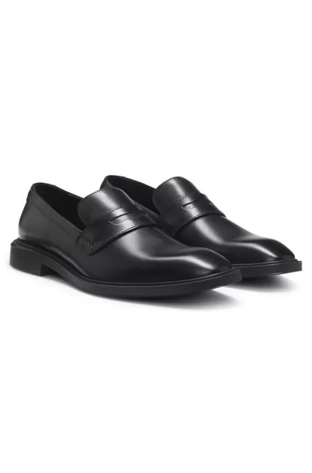 Leather loafers with penny trim
