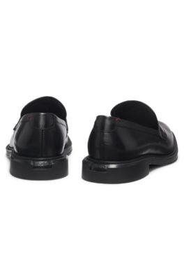 Leather loafers with penny trim, Black