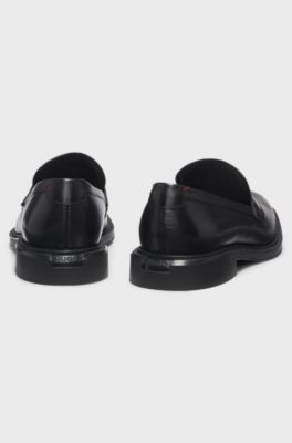 Leather loafers with penny trim, Black