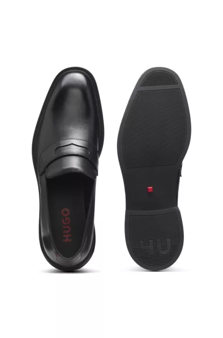 Leather loafers with penny trim