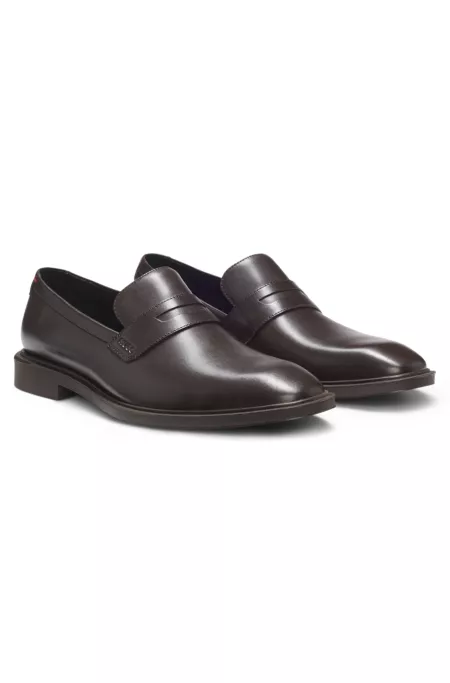Leather loafers with penny trim