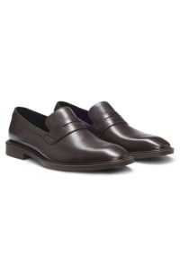 Leather loafers with penny trim, Dark Brown