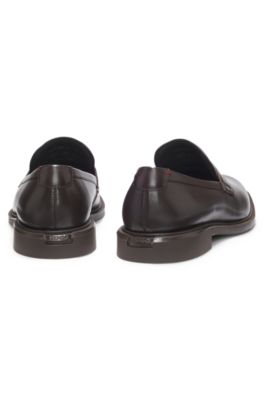 Leather loafers with penny trim, Dark Brown
