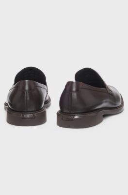 Leather loafers with penny trim, Dark Brown