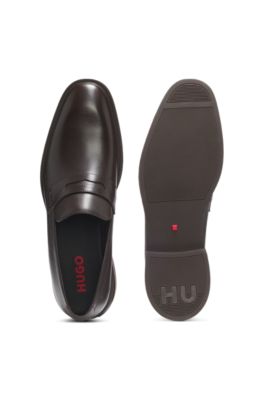 Leather loafers with penny trim, Dark Brown