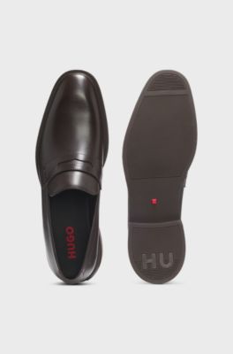 Leather loafers with penny trim, Dark Brown