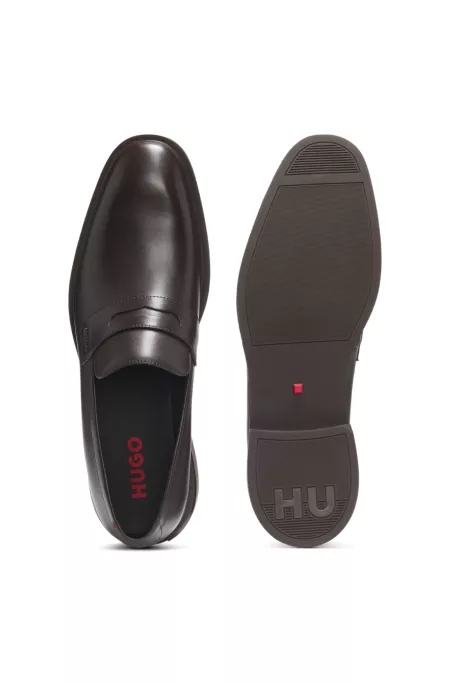 Leather loafers with penny trim