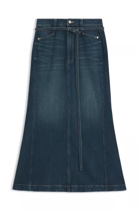 Blue-denim skirt with flared shape