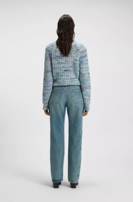 Straight-leg jeans in emerald-cast rigid denim