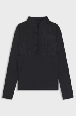 Active half-zip sweatshirt in printed quick-dry fabric, Dark Blue