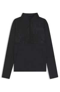 Sportief sweatshirt van sneldrogend materiaal met print en korte rits, Donkerblauw