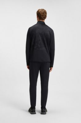 Active half-zip sweatshirt in printed quick-dry fabric, Dark Blue