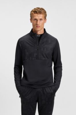 Active half-zip sweatshirt in printed quick-dry fabric, Dark Blue