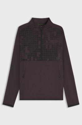 Active half-zip sweatshirt in printed quick-dry fabric, Dark Purple