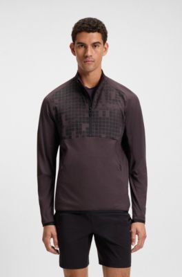 Active half-zip sweatshirt in printed quick-dry fabric, Dark Purple