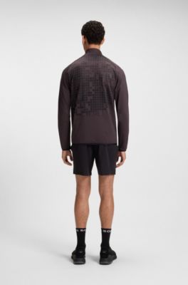 Active half-zip sweatshirt in printed quick-dry fabric, Dark Purple