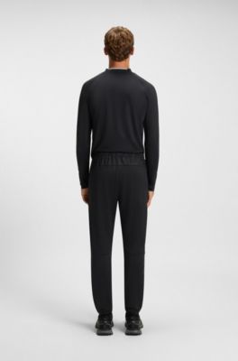 Active tracksuit bottoms in graphic-print performance fabric, Dark Blue