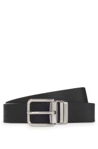 Reversible Italian-leather business belt, Black