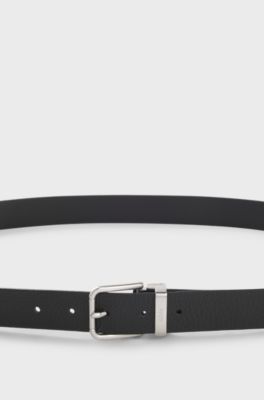 Reversible Italian-leather business belt, Black